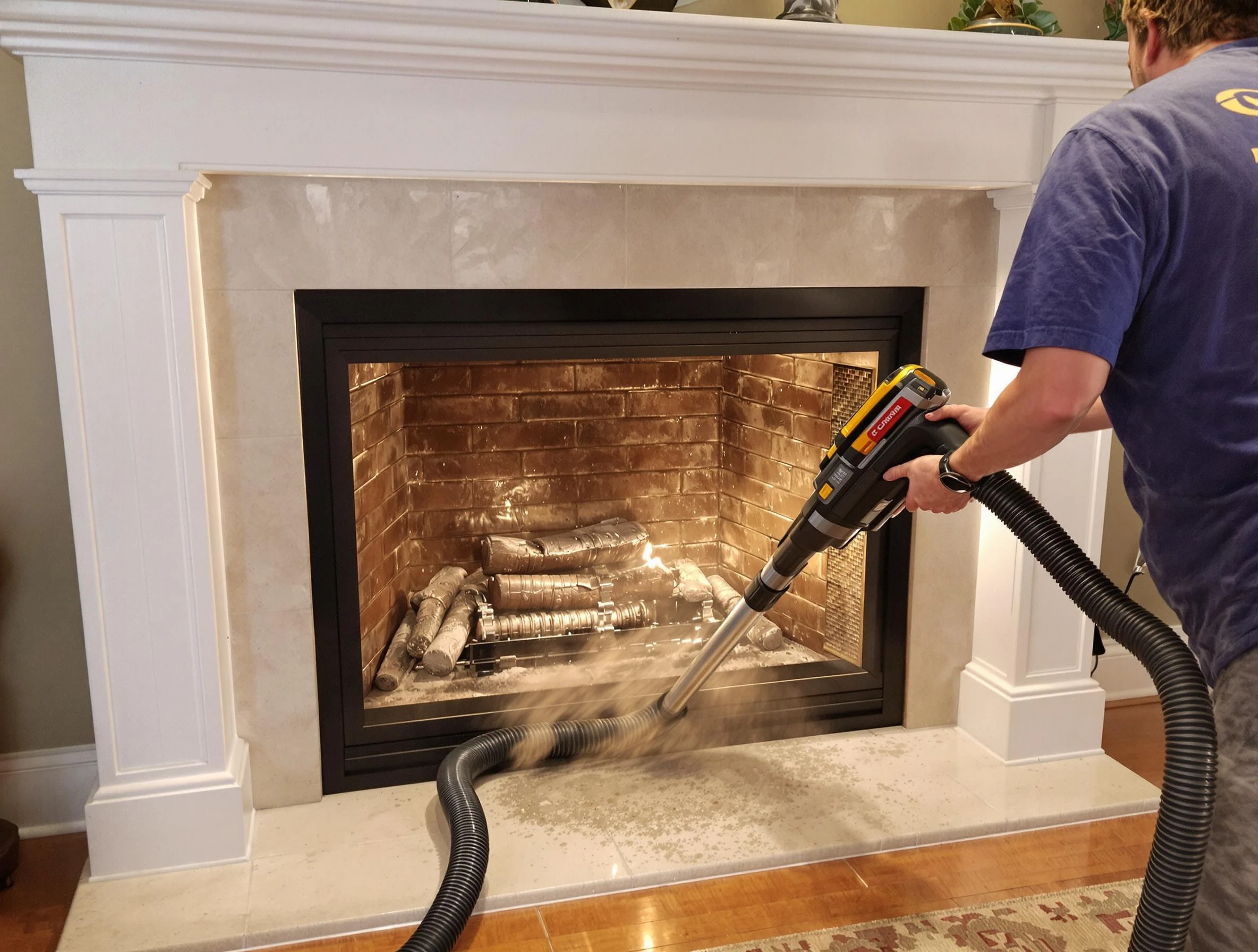 Fireplace cleaning performed by East Brunswick Chimney Sweep in East Brunswick, NJ
